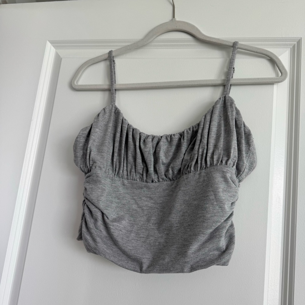 Lovers & Friends revolve soft gray ruched crop top M